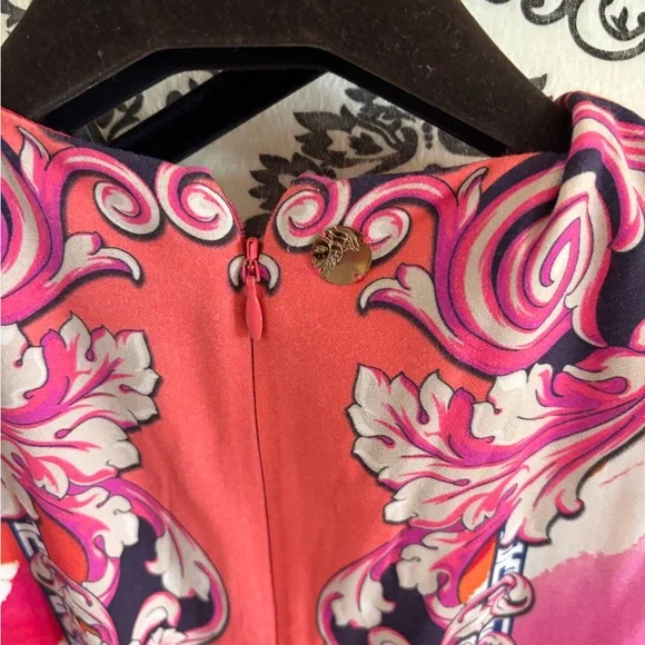 VERSACE - “AUTHENTIC” Red and Orange Patterned Midi Dress - Picture 6 of 8